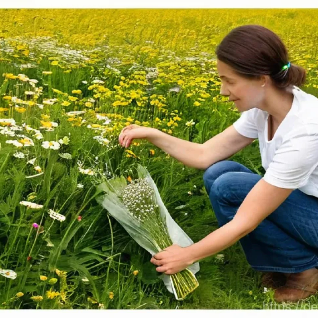 야생화와 식물 보호법의 관계 - **Respectful Foraging under the Handstraußregel**
* **Concept**: A serene outdoor scene depict...