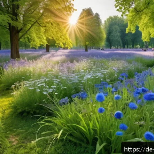 Home 30 야생화 도시 공간 조성을 위한 네트워킹 전략 - A vibrant urban wildflower meadow in a German city park during spring, filled with diverse species l...